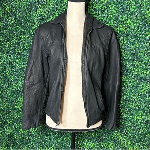 Ladies Vintage Black Leather Jacket Proshield Signature Collection Sz M